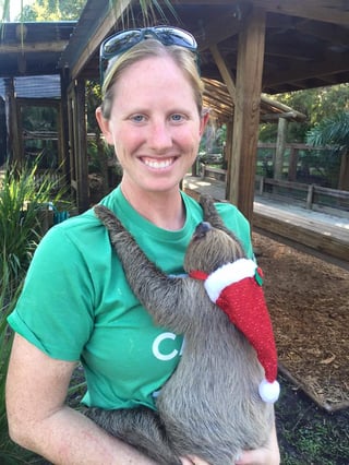 Kylie holding sloth at Wild Florida