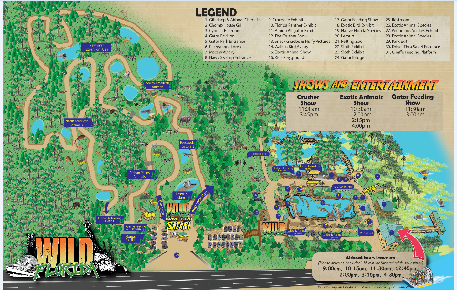 Updated attraction map of Wild Florida 