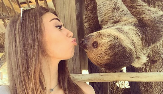 Kissy face selfies at the Sloth Encounter at Wild Florida