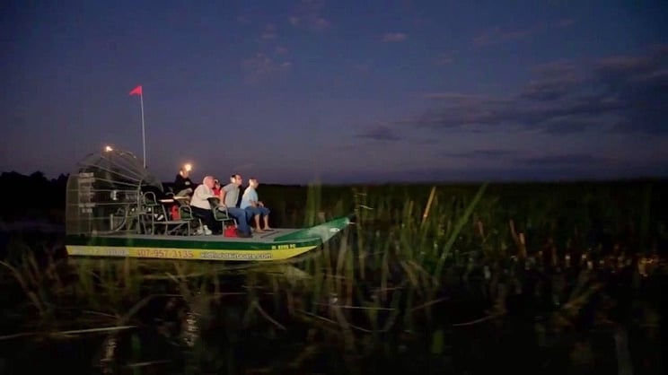 Airboat ride during the night